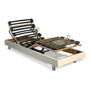 Vente-unique.com Sommier electrique de relaxation lattes multiplis - 5 plans - fermete reglable - 80 x 200 cm - blanc - FENRIR de DREAMEA