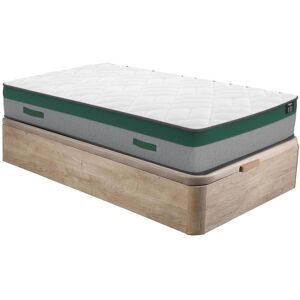 Ensemble 90 x 190 cm sommier coffre naturel clair matelas ressorts ensaches ep22cm PRESTIGE de YSMEE