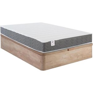 Vente-unique.com Ensemble literie 140 x 190 cm - sommier coffre naturel clair + matelas mousse HD - HEAVEN de DREAMEA