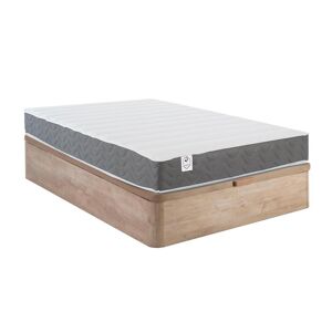 Vente uniquecom Ensemble 160 x 200 cm sommier coffre naturel clair matelas mousse HD memoire de forme et tissu 3D respirant ep18cm HEAVEN de DREAMEA