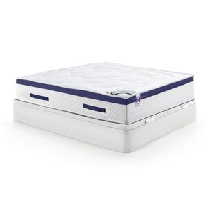 Vente-unique.com Ensemble literie 180 x 200 cm - sommier coffre blanc + matelas ressorts ensachés - MARQUIS de DREAMEA