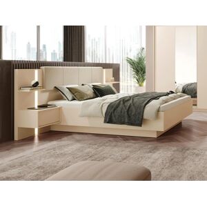 Vente unique Lit avec chevets 160 x 200 cm Avec LEDs Coloris Beige ELYNIA