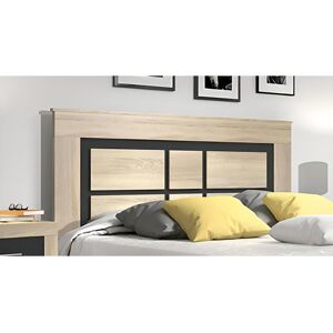 Pegane Tête de lit coloris avec pieds coloris chêne cambrian, graphite - Longueur 160 x Profondeur 3,8 x Hauteur 120 cm