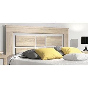 Pegane Tête de lit avec pieds coloris Chêne cambrian, blanc - Longueur 160 x Profondeur 3,8 x Hauteur 120 cm