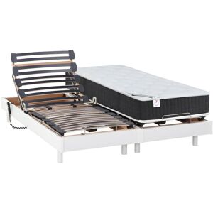 Vente uniquecom Lit electrique relaxation matelas ressorts ensaches et memoire forme APOLLO de DREAMEA blanc 2 x 80 x 200 cm