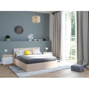 Vente unique Lit coffre 140 x 190 cm Coloris Naturel Matelas ELPHEGE