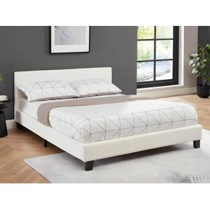 Vente unique Lit 140 x 190 cm Simili Blanc Matelas CORNELIUS II