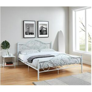 Vente unique Lit 160 x 200 cm Metal Blanc Matelas LEYNA