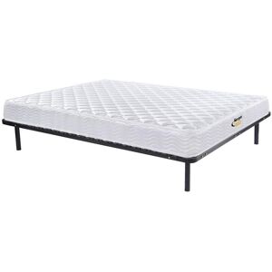 Vente-unique.com Ensemble 140 x 190 cm cadre a lattes + matelas ressorts et memoire de forme ep.15cm - WOLKENLOS de MORGENGOLD