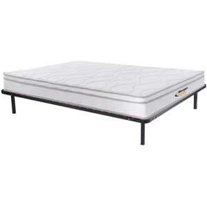 Vente-unique.com Ensemble 140 x 190 cm cadre à lattes + matelas ressorts 3 zones et mémoire de forme ép.20cm - WOLKENTANZ de MORGENGOLD - Publicité