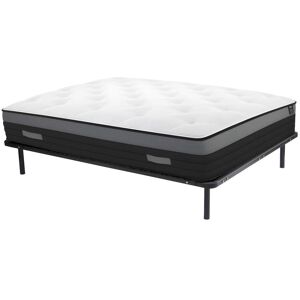 Vente-unique.com Ensemble 140 x 190 cm cadre a lattes + matelas ressorts ensaches a bande respirante ep.23cm - AIRPLAY de YSMÉE