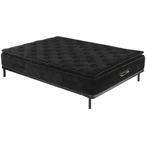 Vente-unique.com Ensemble cadre à lattes + matelas ressorts ensachés - BLACK DREAM de DREAMEA PLAY - 160 x 200 cm