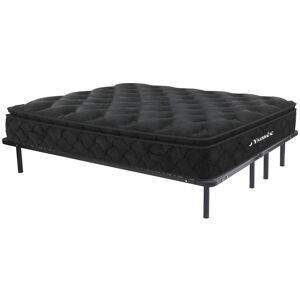 Vente-unique.com Ensemble 180 x 200 cm cadre a lattes + matelas ressorts ensaches surmatelas integre ep.28cm - BLACK DREAM de YSMÉE