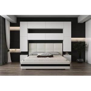 AZURA HOME DESIGN Tete de lit avec rangement Armoire pont de lit PANAMA 4MW3 1C blanc 280x223x35cm