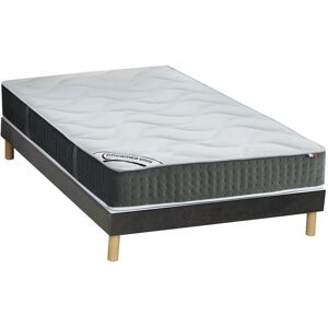 Vente uniquecom Ensemble 160 x 200 cm sommier velours matelas ressorts ensaches 7 zones et memoire de forme ep25cm TIAMAT de DREAMEA