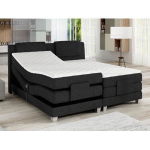 Vente-unique.com Ensemble complet boxspring tête de lit + sommiers relaxation électrique + matelas + surmatelas - 2 x 80 x 200 cm - Tissu - Anthracite - CASTEL de PALACIO