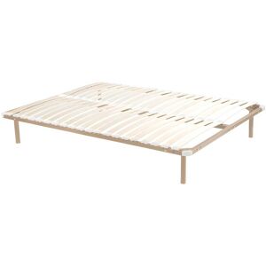 Vente-unique.com Sommier cadre à lattes à monter 140 x 190 cm - 2x19 lattes avec pied - Beige - KALISTA de DREAMEA