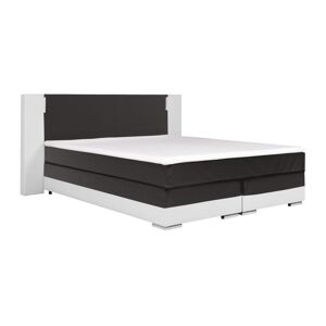 Ysmée Ensemble complet boxspring tête de lit avec leds + sommiers + matelas + surmatelas - 160 x 200 cm - Simili - Blanc et gris - ASTI de YSMÉE