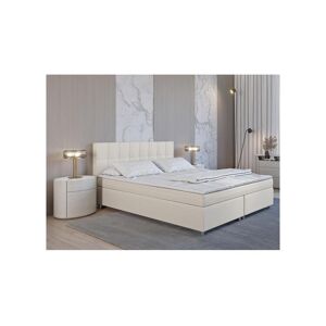 Ensemble complet boxspring tete de lit capitonnee sommiers matelas surmatelas 160 x 200 cm Tissu Ivoire SIERO de YSMEE