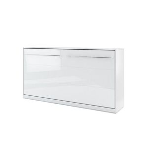 petitechambre.fr Lit armoire escamotable horizontal blanc brillant   90 cm x 200 cm   Panneaux Stratifies