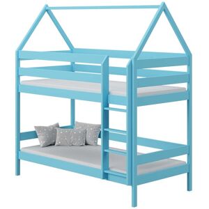 petitechambre.fr Lit superposé cabane DOMEK pour chambre enfant   Bleu   80 cm x 160 cm   Pin Massif