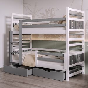 petitechambre.fr Lit superpose sur mesure 3D en bois avec 48 couleurs - ELI 2   Blanc   90 cm x 160 cm