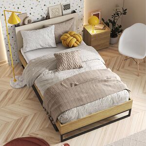 petitechambre.fr Lit adolescent 120x200 TEEN FLEX   Chêne hickory   Panneaux Stratifiés