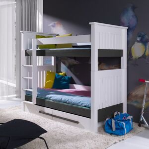 petitechambre.fr Lit superposé Casimir pour enfant   Blanc   80 cm x 160 cm   Pin Massif