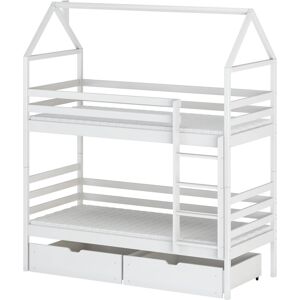 petitechambre.fr lit cabane superpose separable en deux   Blanc   80 cm x 200 cm   Pin Massif