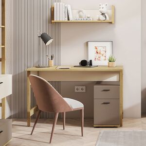 petitechambre.fr bureau avec tiroirs de la collection LENNY pour chambre adolescent   Beige   Panneaux Stratifies