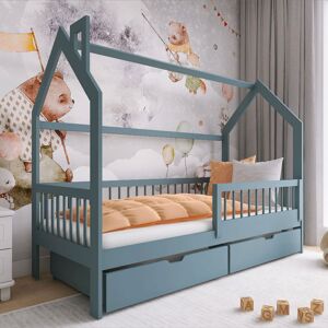 petitechambre.fr Lit cabane pour chambre enfant OSKAR avec tiroir de rangement   Gris   90 cm x 200 cm   Pin Massif