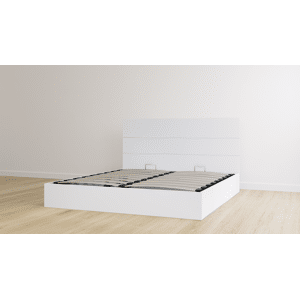 Emma Lit Coffre Blanc 180x200 - Gris foncé - Tête de lit en option - Capacité de stockage - Livraison et retour gratuits