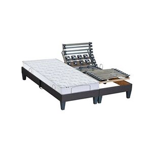 I D Literie Lit Electrique Matelas Latex 5 Zones + Sommier Electrique 2x80x200 Reglage Fermete - Publicité