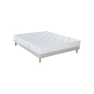 Essenzia - Ensemble Matelas Ressort et Mousse à mémoire de forme 180x220 cm - SPRING 600 Visco, Sommier Tradition Graphic et Pieds - Epaisseur 30 cm - - Publicité