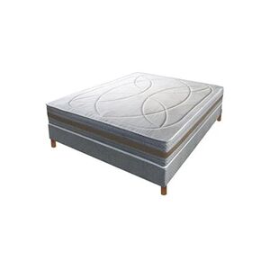 Essenzia - Ensemble Matelas Latex 180x220 cm - NATURE LATEX 220, Sommier Tradition Graphic et Pieds - Ferme - Epaisseur 22 cm - Frabrication Française - Publicité