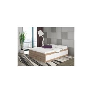 Finlandek lit adulte vankka scandinave decor chene et blanc mat - l 140 x l 190 cm - Publicité