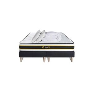 Sleepfit Pack matelas FLEXY 160x200 + double sommiers noir 80x200 + Couette + 2 oreillers - Publicité