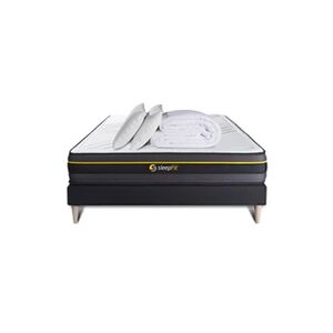Sleepfit Pack prêt à dormir 140x200 matelas ACTIVE + sommier kit noir + 2 oreillers mémoire de forme 60x40cm + Couette Percale 240x220 cm - Publicité