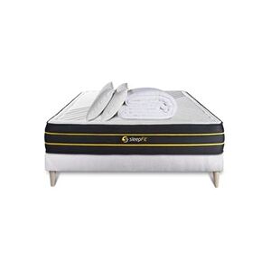 Sleepfit Pack prêt à dormir 140x200 matelas ULTRA + sommier kit blanc + 2 oreillers mémoire de forme 60x40cm + Couette Percale 240x220 cm - Publicité