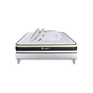 Sleepfit Pack prêt à dormir 140x200 matelas SOFT + sommier kit blanc + 2 oreillers mémoire de forme 60x40cm + Couette Percale 240x220 cm - Publicité