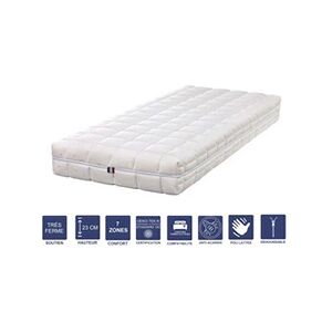 GENERIQUE Matelas Mémoire de Forme + Alèse 160x200 x 23 cm Très Ferme + Oreiller Visco - Spécial Sommier Electrique - Déhoussable Housse Lavable - 7 Zones de - Publicité