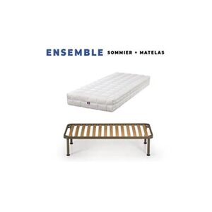 GENERIQUE Matelas 200x200 + Sommier Démonté + pieds + Oreiller Mémoire + Protège matelas Offerts - Latex Naturel - 80 Kg/m3 - Hauteur 21 cm - Soutien Ferme - Publicité