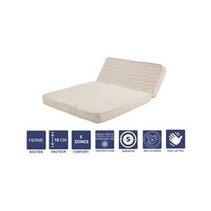 GENERIQUE Matelas Ferme Pour tous BZ 140x200 x 10 cm + Oreiller Visco - Découpe Assise 60 cm - 5 zones de Confort - Noyau Poli Lattex HR Dernière Génération - - Publicité