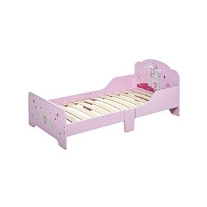 HOMCOM Lit enfant - lit d'enfant design princesse motif château - sommier à lattes inclus - MDF contre-plaqué rose - Publicité