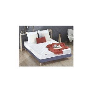 GENERIQUE Ensemble Matelas Mousse Accueil Latex 3 Zones Initialbi Confort + Sommier 140x190 Bleu Denim - Publicité