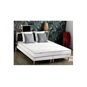 I D Literie Ensemble Matelas Mousse Haute Resilience Cirrus + Sommier 2x80x200 Sommier Blanc - Publicité