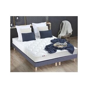 I D Literie Ensemble Matelas Latex 3 Zones Essentiel + Sommier 2x80x200 Sommier Bleu Denim - Publicité