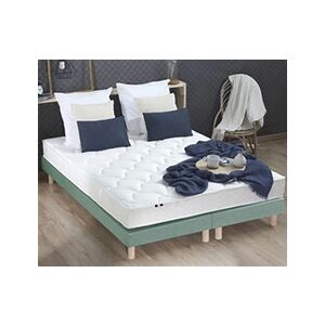 I D Literie Ensemble Matelas Latex 3 Zones Essentiel + Sommier 2x80x200 Sommier Vert Celadon - Publicité