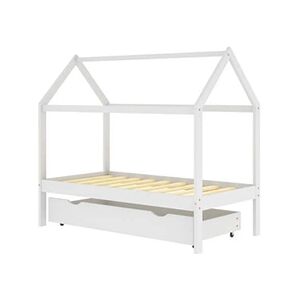 VIDAXL Cadre de lit enfant avec tiroir blanc bois pin massif 80x160 cm - Publicité