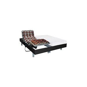 Vente-Unique.com Lit électrique relaxation tout plots matelas latex CASSIOPEE III de DREAMEA - moteurs OKIN - 2 x 70 x 190 cm - noir - Publicité